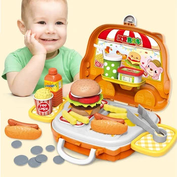 Kuhinja Igrače za Otroke, ki se Pretvarjajo Predvajanje Prenosne Prodajni Avto Simulirani Hamburger, Hrano, Igrače, Interaktivne Igre, Otroci, Dekleta, Fantje Darila