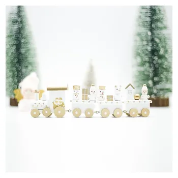 Lesene Prtinted Božični Dekor vlakec, Okraski 3 barve Sneg človek Novo Leto Večerjo Družino Darila BOŽIČ Dom Okraski