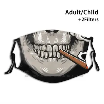 Lobanja Okostje Z Cigar Pošast Scary Halloween Kostumi Maske Usta Odrasli Otroci Stroj Smešno Masko S Filtrom Halloween