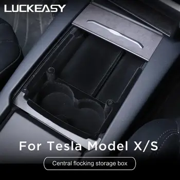 LUCKEASY Za Tesla MODEL X MODEL S Avto centralne armrest polje Nalaganje Tidying sredinski Konzoli, Organizator Škatle za Rokavice Organizatorji