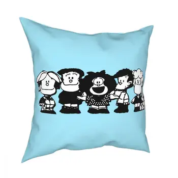 Mafalda In Prijatelji Kvadratnih Vzglavnik Dekorativni Vzglavnik Quino Stripi Super Zapnite