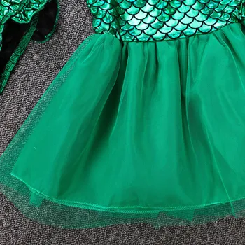 Malo Dekleta Morska Deklica Ariel Obleko Otroci Cosplay Princesa Kostum Fancy Zelene Obleke Halloween Božič, Rojstni Dan Oblačila