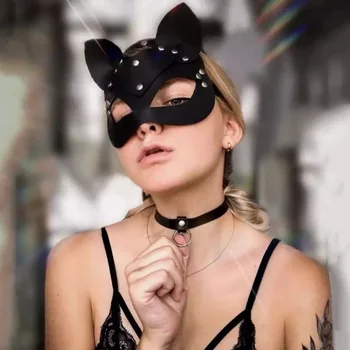 Mačka Ušesa Erotično Oči Masko za Odrasle PU Usnje Pari, ki se Spogleduje BDSM Femdom v Paketu Visoke Kakovosti Pribor Sex Igrače Masko Nasumice