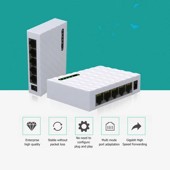 Mini 5-Port, Desktop 1000 Mb / s mrežno Stikalo Gigabit Hitro RJ45 Ethernet Preklopnik LAN Preklapljanje Hub Adapter dupleks Exchange