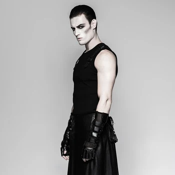 Moda Gothic PU pravega usnja rokavice Punk Dolge Rokavice Rock Pozimi Fingerless Priložnostne Taktične Rokavice Črne Usnjene Rokavice