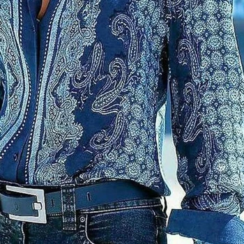 Moda Vrh za Ženske Plus Velikost Majice Retro Tiskanja Bluzo 2021 Ženske Bluze Lep River Ulične Letnik Dolgo Sleeve Majica