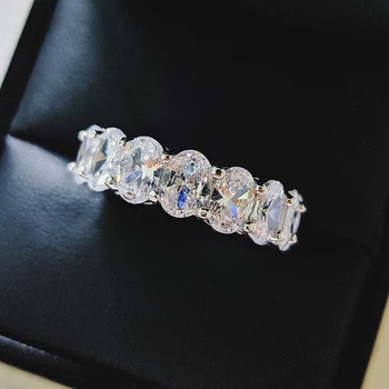 Moonso Pravi 925 Sterling Srebro ovalne poročni Prstan set za ženske angažiranosti luksuzni band večnost nakit zircona R5348