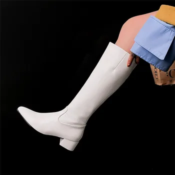MORAZORA 2020 Najnovejši lakasto usnje jahanje Škornji ženske med petah konicami prstov jeseni čevlji dame kolena visoki škornji velika velikost 42