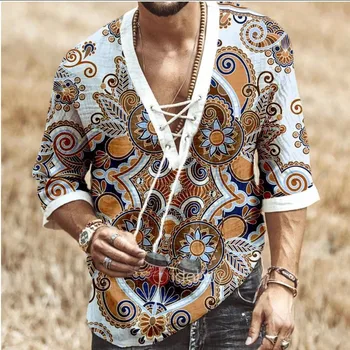 Moška Oblačila Afriške Nova Moda za Moške Poletne Prsih Čipke Kratka sleeved Tiskano Majico Priložnostne Proti-vrat Moške Formalno Majica