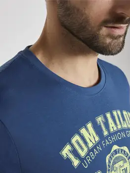 Moška T-shirt Tom Tailor 662467 svetlo poletno telovnik na vsak dan v modi s tiskanje z napisom lepa za delo športni mehko bombažno udobno barve kluba mladih lahkoto športna Fitnes V vratu