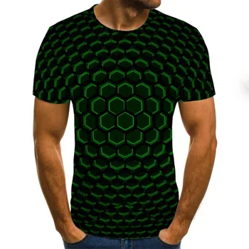 Moške piramida geometrije 3D Jersey, moške krog vratu T-shirt kratek rokav, men ' s high-end poletje T-shirt, neformalno hip-hop