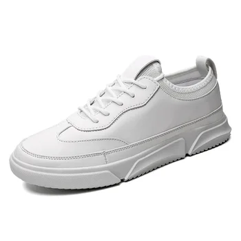 Moški Beli Čevlji Čipke-up Udobno Stanovanj Čevlji Za Moške Visoke Kakovosti Zavezat Za Moške zapatos de hombre mens priložnostne čevlji