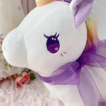 Nagačene živali visoke kakovosti vijolično Rainbow unicorn baby pomiritev lutka plišastih vijolično Svileni Šal unicornio darilo za dekle, princesa