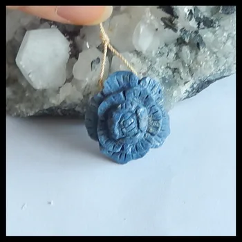 Naravna Modra koralni vklesan cvet Gemstone Obesek Kroglice,Nakit Darilo Gem Meri,30x27x13mm,9.1 g