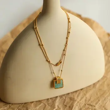 Naravni Tianhe Kamen Obesek zlato verigo Ogrlice za ženske ins letnik vsestranski clavicle dolgo ogrlico modni nakit darila