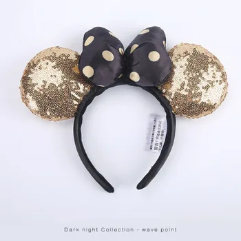 New Mickey lase band temna noč zlate bleščice ženski val točke Minnie glavo zajec ušesa headdress hairband