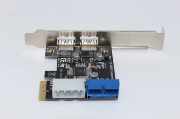 Nov USB 3.0 PCI-E Širitev Sim Adapter za Zunanji 2 Vrata USB3.0 Hub Notranji 19pin Glave PCI-E Card 4pin IDE Priključek za Napajanje