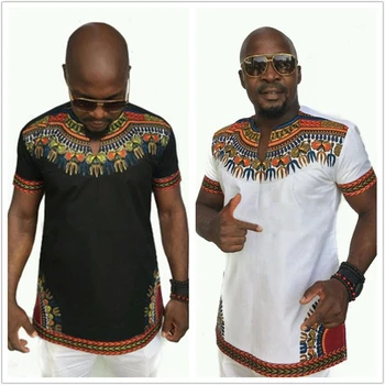 Nova moška T-shirt kratek rokav z Afriškimi Slog Okrogle ovratnik Tiskano Majico za moške JQ-10003