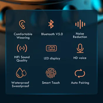 Nove Brezžične Slušalke Bluetooth 5.0 Slušalke TWS Mini HI-fi V uho Šport Teče Slušalke Podpora iOS/Android Telefonov HD Klic