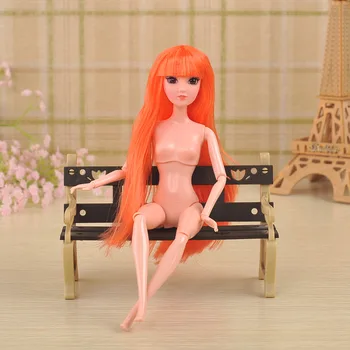 Novi 3D oči ravne lase, skupna gol lutka telo z glavo za punčko dekleta darilo igrače