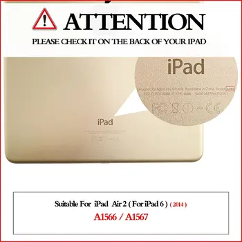 Ohišje Za iPad Air2 Model A1566 A1567 Mehki silikonski dnu Nazaj PU Usnja lupine Trifold Stojalo Auto Sleep/Wake up Smart Cover