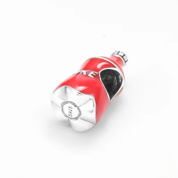 Okusno pijačo, Koks 925 Sterling Srebrni Red Emajl kroglice Prilega Originalni europeu Zapestnica Bangle Verodostojno DIY Nakit Darilo