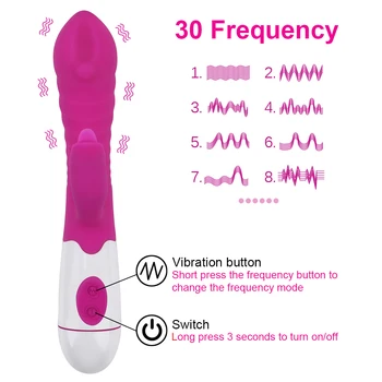 OLO Rabbit Vibrator Nastavek Vagina Masaža 30 Frekvenca G-Spot Klitoris Stimulator Spolnih Igrač za Ženske Jezika Lizanje Vibrator