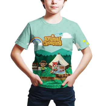 Otroci Igre Poletne majice Cartoon Živali, ki Prečkajo majica kratek Rokav Igra Mladega Fanta Smešno Anime Film Oblačila 3D Otrok majica