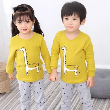 Otroške Pižame Nove Jesensko Dolgo sleeved majica s kratkimi rokavi Hlače Oblačila, ki Otroci Pižame Fantje Dekleta Pižame Otroka, Dojenčka Bombaž Sleepwear