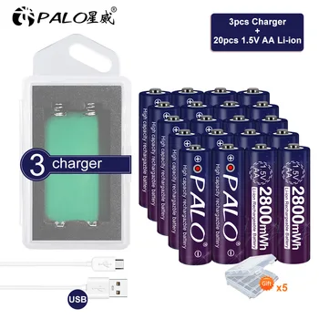 Palo 1,5 v aa baterija li-ion, litij-ionska baterija za 1,5 V aa 2A z 2slots aa Baterija Li-ion Polnilnik smart polnilec