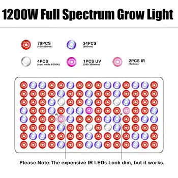 Phlizon Celoten Spekter 600/900W/1200W LED Grow Light Svetilka za Sobne Rastline Vegetacije Cvet Toplogrednih Rastejo Šotor