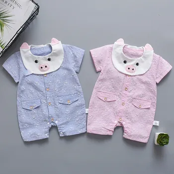 Poletje Newborn Baby Fantje Dekleta Kratkimi Rokavi Jumpsuit Prašičev Tiskanja igralne obleke poletje moda baby twins oblačila