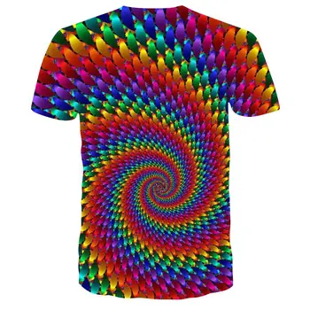 Prevelik T-Shirt Za leto 2020 Poletje Geometrijske Krog 3D Tiskanih Vrh Tees Moda Krog Vratu Kratek Rokav Priložnostne Svoboden Moške Srajce
