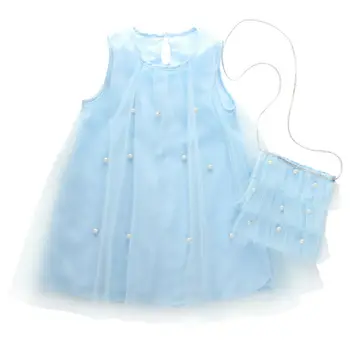 Princesa Otroci Baby Dekle Stranka Obleko Pearl Til Sundress Modra Očesa