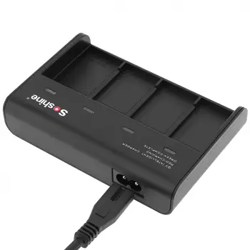 Prodaja Soshine Black 4 Reže Smart Polnilec z LED Indikator za 9V baterijo Li-ion / Ni-MH / LiFePO4 Baterije za ponovno Polnjenje