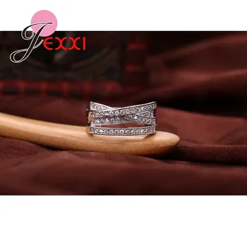 Prvotne Blagovne Znamke, Modni 925 Sterling Srebrni Nakit Kubičnih Cirkon Kristalno Posla Poročni Prstani Za Ženske Anillo Bijoux