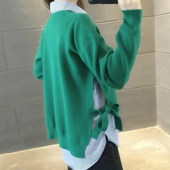 Puloverji Ženske Zimske Pletenje Strani špranjske Čipke-up Svoboden Plus Velikost 3XL v korejskem slogu Trdna Ženska Puloverji Moda Študentov Chic