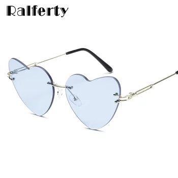 Ralferty Srce sončna Očala Ženske 2020 Rimless Kovinski Okvir UV Zaščite, sončna Očala za Plažo Počitnice Festival
