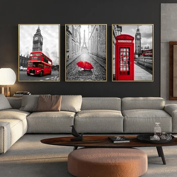 Realist Krajine V Londonu Platna Slike Big Ben Wall Art Tiskanje Plakatov In Fotografij 3 Plošče Stenske Slike Za Dnevno Sobo