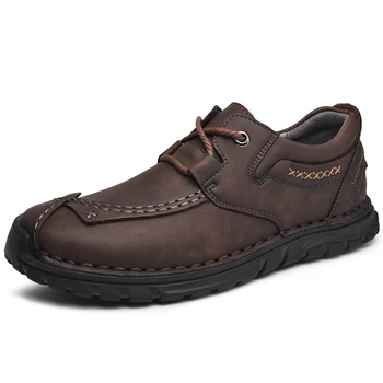 Retro Kravjega usnja čevlji moški Loafers Plus Velikost 46 Moda Priložnostne čevlji moški Moccasins Ročno moški čevlji usnjeni zapatos de hombre