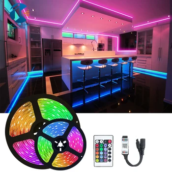 RGB LED Trak Svetlobe, USB, 60 Led/m 2835 SMD 5V RGB Barvni Zamenljiva Prilagodljivo Luči LED Trak IR Daljinski upravljalnik Za Stranke Spalnica