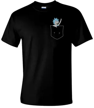 Rick & Morty T-Shirt DROBNE RICK ŽEP Moške Smešne Majice Božično darilo Risanka majica s kratkimi rokavi moški Unisex Novo Modno