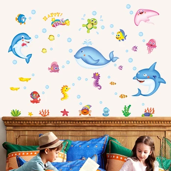 Risanka Morskih živali stenske nalepke za otroke sobe, spalnice ozadju doma nalepke za dekoracijo lepa žival vrtec nalepke