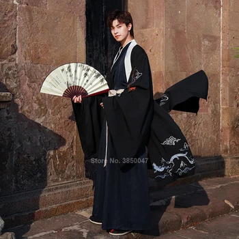Samurai Človek Kimono Nastavite Zmaj Tiskanja Harajuku Stari Letnik Moški Tradicionalni Japonski Oblačila Sklop Kitajski Hanfu Uspešnosti