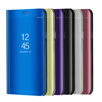 SIXEVE Flip primerom Ogledalo Za Samsung Galaxy A3 A5 A7 2017 S8 S9 A8 Plus 2018 S6 S7 Rob Opomba 5 8 9 Luksuzni Jasen Pogled Smart Cover