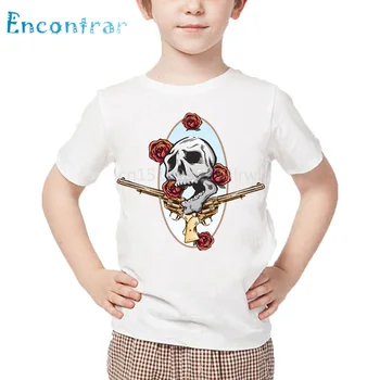 Size3T-9T,Otroci Rock Band Pištolo N Roses Print majica s kratkimi rokavi Otroci Poletje Beli Vrhovi Fantje in Dekleta Modni Priložnostne T-shirt