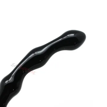 Smspade 235mm black ukrivljen analni butt plug za moške stekleni dildo prostate masaža palico seks Odraslih izdelkov Ženska masturbacija igrača