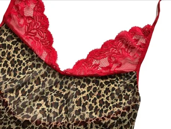 Spodnje perilo, seksi, vroče erotične Sexy Leopard Babydoll minidress Perilo Teddies lutka obleko Cvetlični More Nightgown intimates