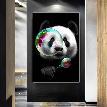 Srčkan Panda Sodobne Umetnosti Oljno sliko Živali Platno Oljna slika, Plakatov in Fotografij Otrok Spalnica Dekoracijo Slikarstvo