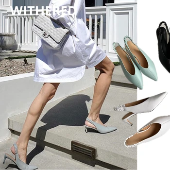 Suho poletje čevlji ženske sandale dodatki modni bloger letnik pravega usnja mehko stiletto Pragu sandali ženske, ženska, čevlji